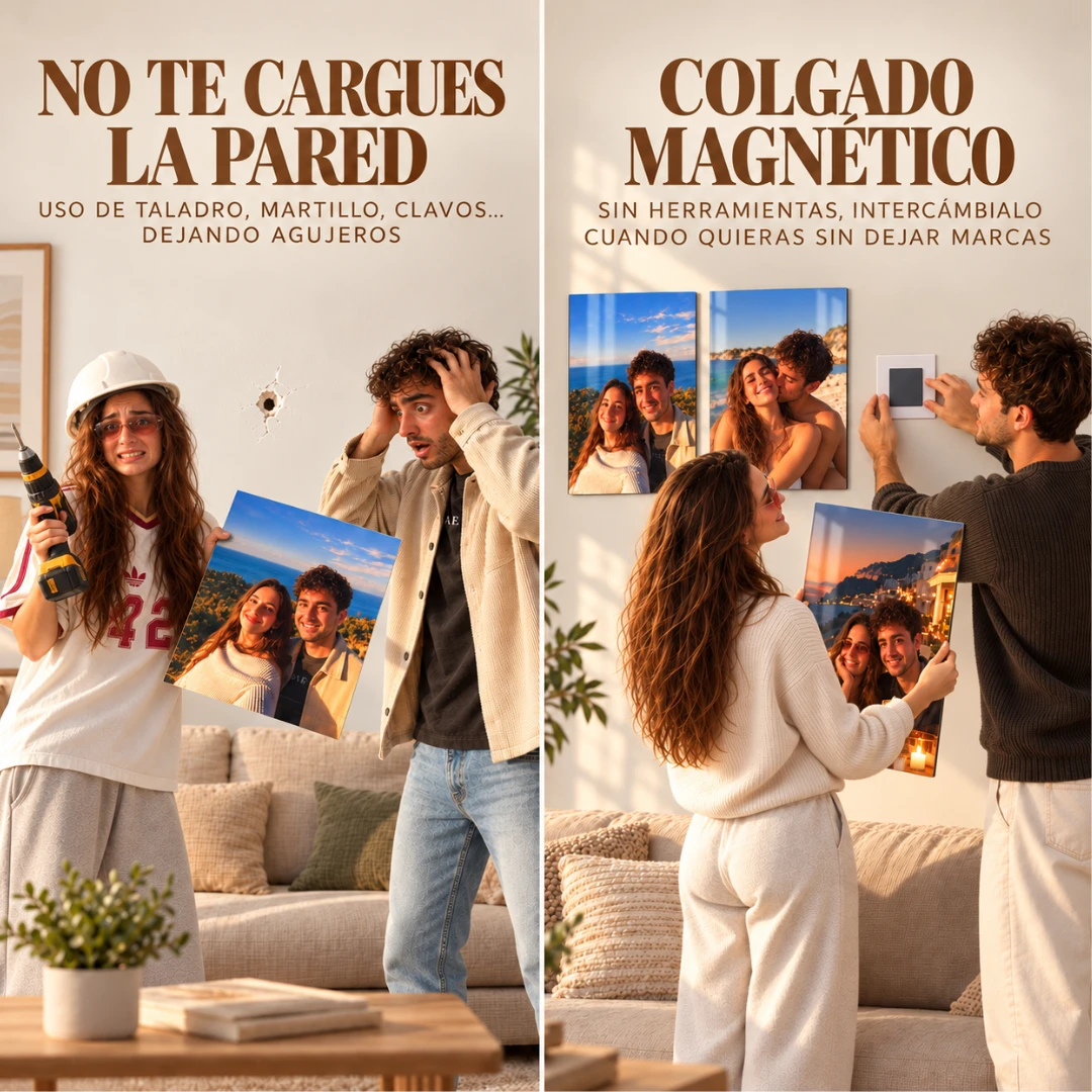 Colgar un cuadro con taladro frente al colgado magnético de Momenturies
